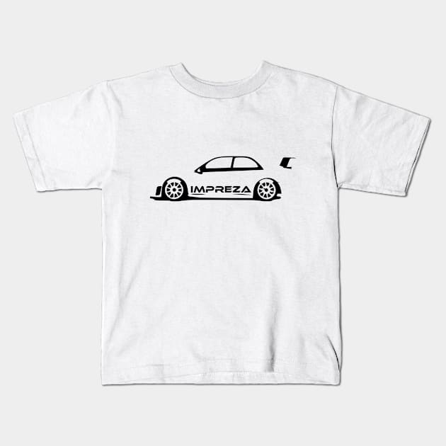 Subar Impreza Car outline Kids T-Shirt by mufflebox